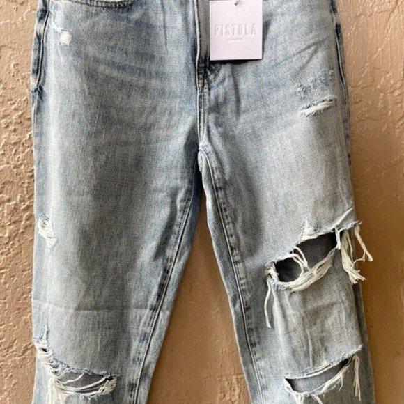 PISTOLA Jeans - PRESLEY DISTRESSED HIGH RISE RELAXED ROLLER - Size 27 - NWT - Picture 3 of 8